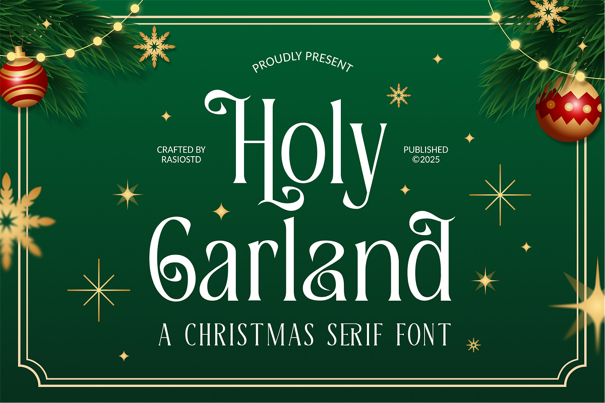 Holly Garland Christmas Serif Font, a Serif Font by Rasio Studio (Photo 1 of 8)