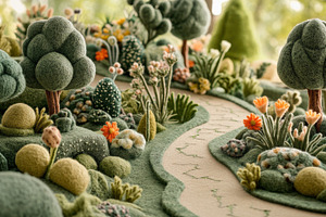 Felt style Vintage Botanical Garden, a Background Photo by Virgo Studio