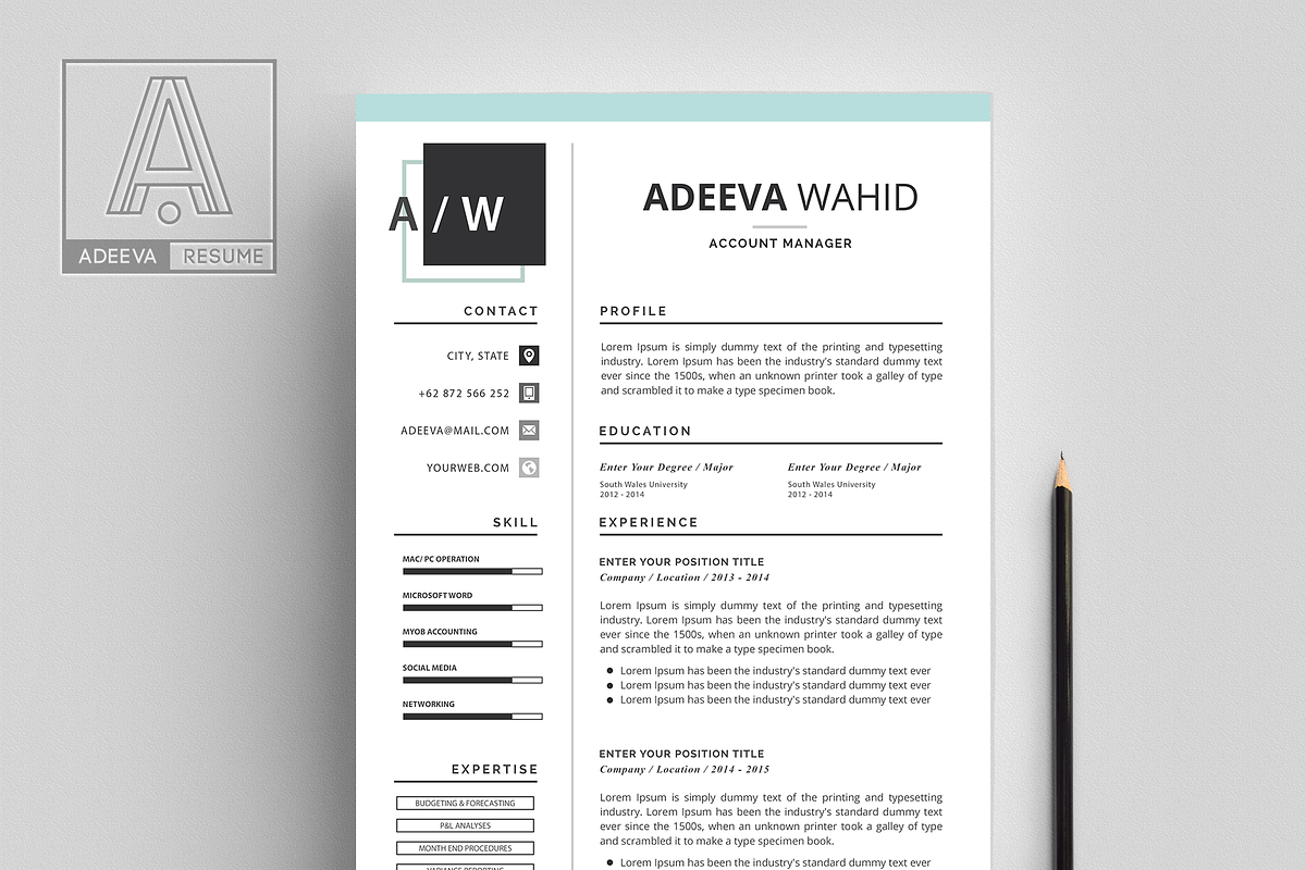 Simple Resume Template Wahid, a Resume Template by AdeevaResume (Photo 2 of 4)