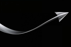 Curving metallic silver arrow, an Illustration by wavebreak