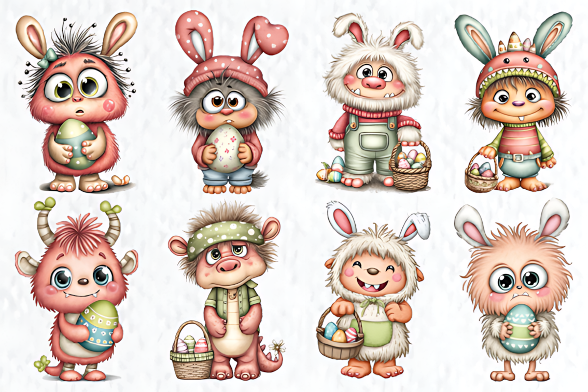Whimsical Easter Monster Clipart, a Seasonal Illustration by HueNestify (Photo 2 of 3)