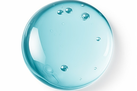 Green blue circle drop of water, glycerin or cosmetic gel produc, a Photo by Anneleven