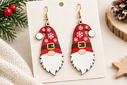Gnome Christmas Earrings Laser Cut, a Seasonal Illustration by Canvas Craft (Thumbnail 3 of 6)