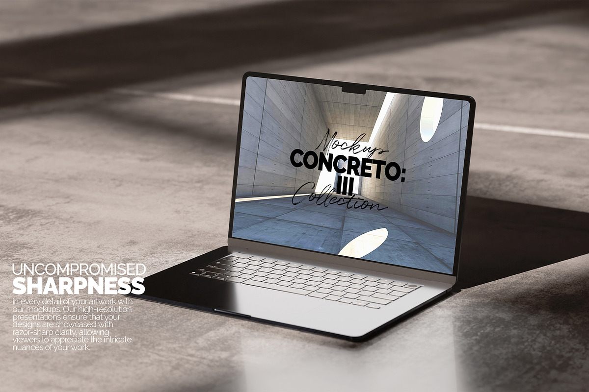 MacBook Mockup – Concreto 3, a Merchandise Mockup by Banana Mockups (Photo 3 of 5)