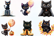 Halloween Black Cat Clipart, an Illustration by CraftArtStudio (Thumbnail 3 of 6)