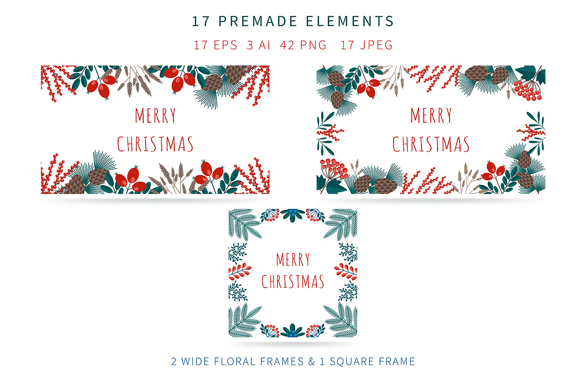 Christmas & Winter Floral collection, a Decorative Illustration by VectoriyA (Photo 6 of 8)