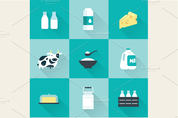 Flat Milk Icons