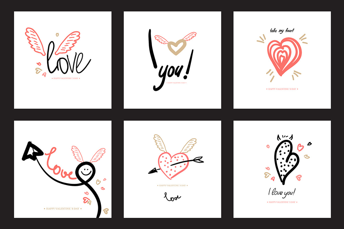Valentine`s Day Greeting Cards, an Illustration by GalaStudio (Photo 2 of 5)