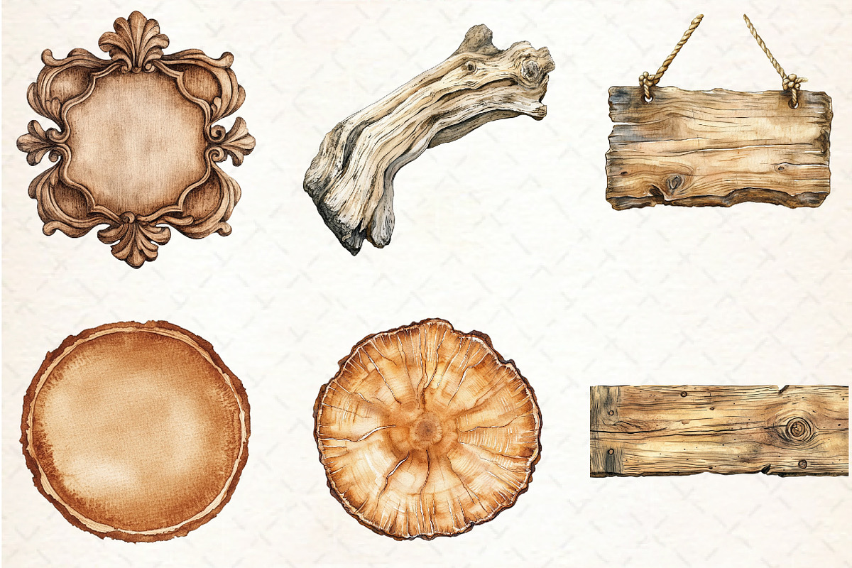 Watercolor Wood Sign Clipart, an Illustration by Libby Wishes (Photo 2 of 5)