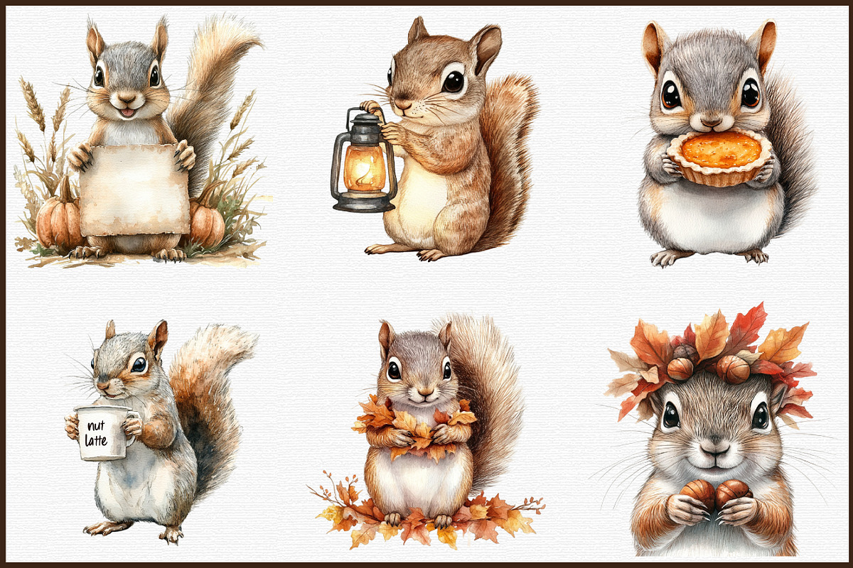 Autumn Squirrels Clipart, an Illustration by Sublimation Artist (Photo 3 of 6)