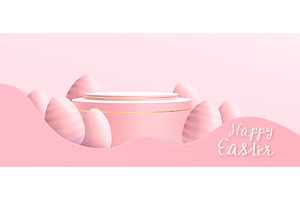 Easter card with round podium and, an Illustration by art PVP - market