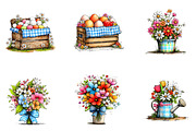 Blue Pink Gingham Spring Clipart, an Illustration by CreationArt (Thumbnail 5 of 6)