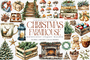 Watercolor Farmhouse Christmas PNG, an Illustration by SinaCreation (Thumbnail 1 of 7)