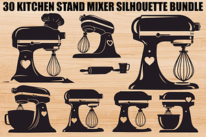 Kitchen Stand Mixer Silhouette Bundl, an Illustration by Gaye Art