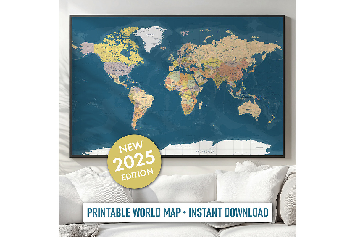 Vector World Map - Large&Detailed, a Decorative Illustration by PorcuPen Works (Photo 6 of 7)