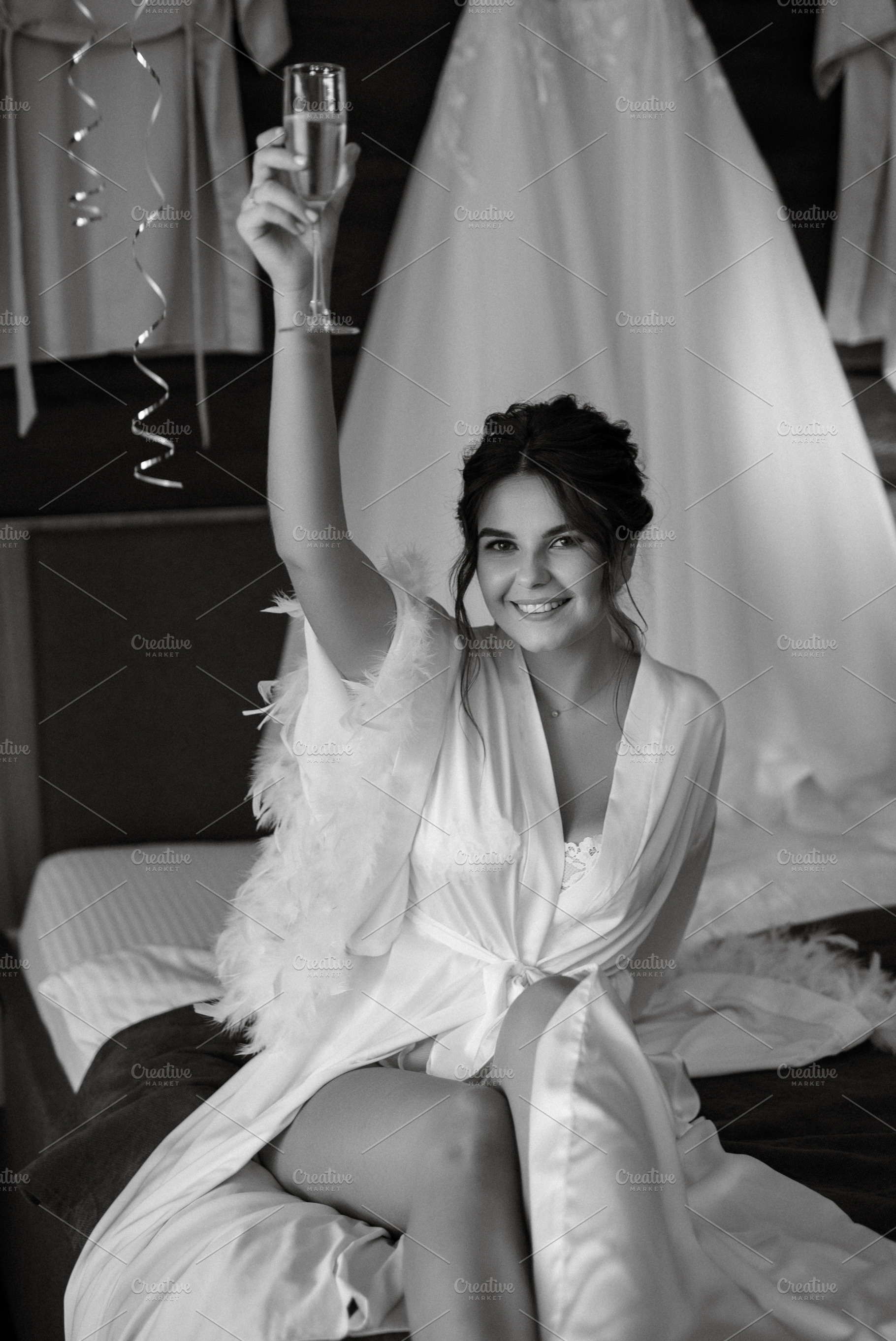 bride young girl in lingerie in the morning in the room, a Person Photo by Weddings, People, Travel