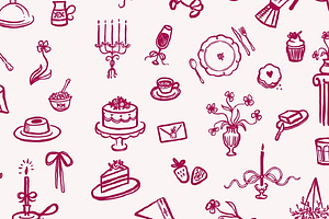 50+ Hand Drawn Tea Party Clipart Set, an Illustration by Jordyn Grace Design