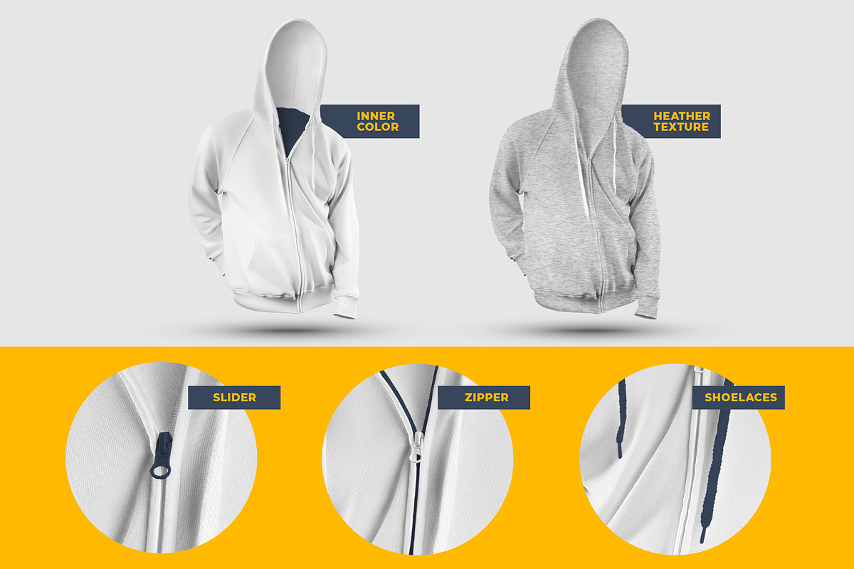 8 3D Zip Hoodie Mockups, a Hoody Mockup by Grow Design Craft Studio (Photo 5 of 8)