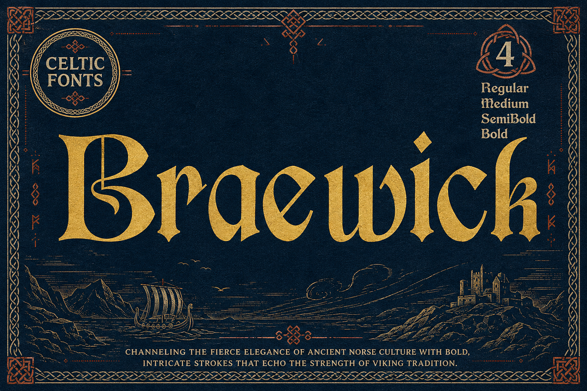 Braewick - Medieval Display Font, a Serif Font by PaperMoon (Photo 1 of 14)