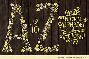 Sunshine Yellow Floral Alphabet