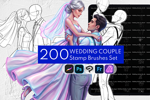 200 Wedding Couple Procreate Stamps