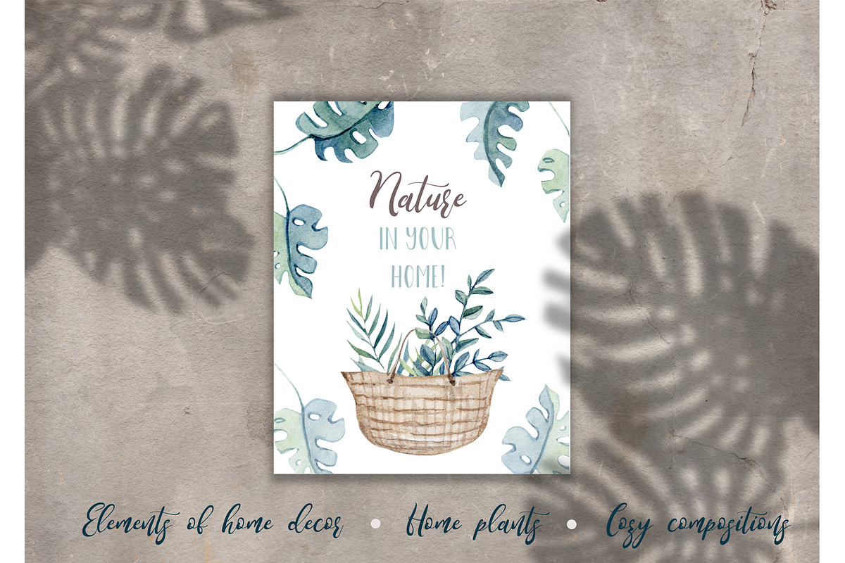 Watercolor set HOME JUNGLE, a Decorative Illustration by S_ARTLOVE (Photo 2 of 11)