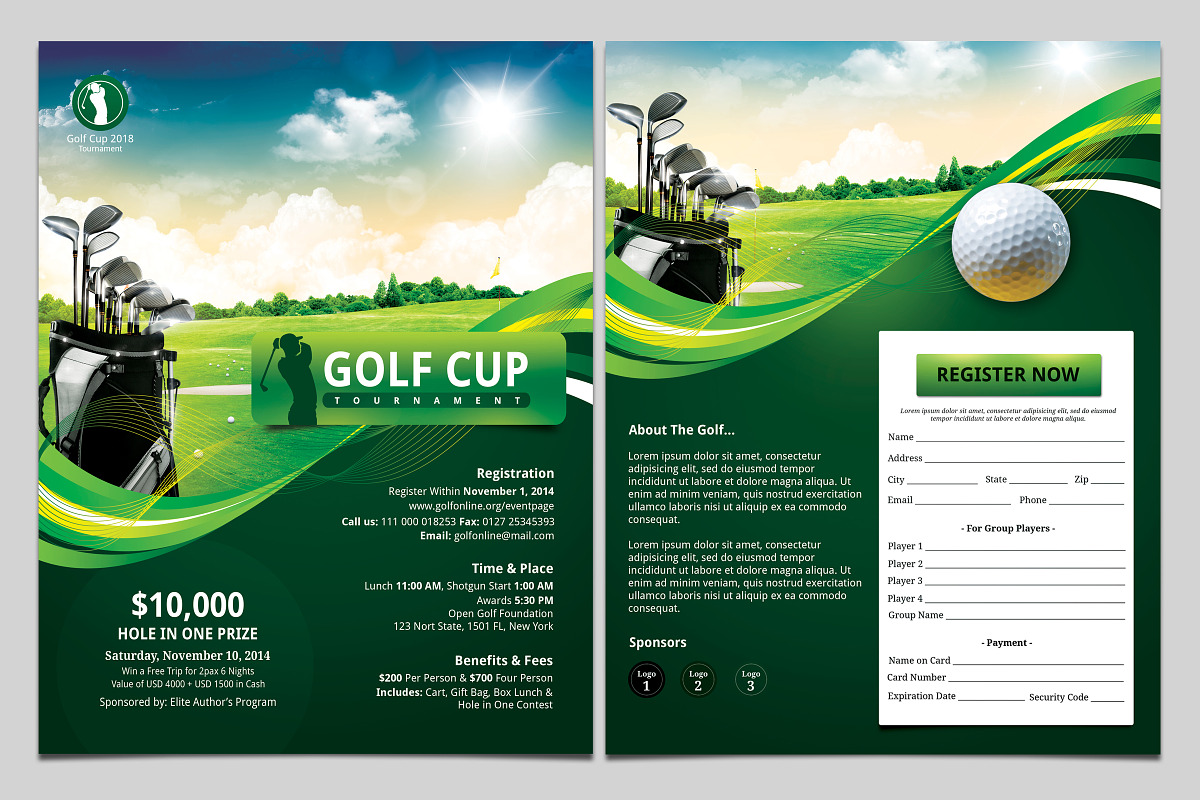 Golf Flyer with Registration Form, a Flyer Template by SNIPESCIENTIST (Photo 2 of 3)
