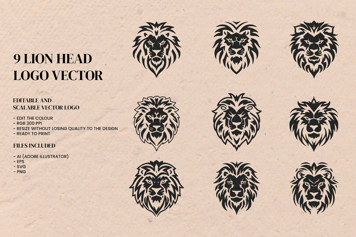 Lion Logo Bundle Vector, a Branding & Logo Template by Zero_std