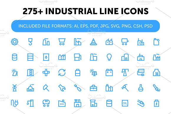 275 Industrial Line Icons