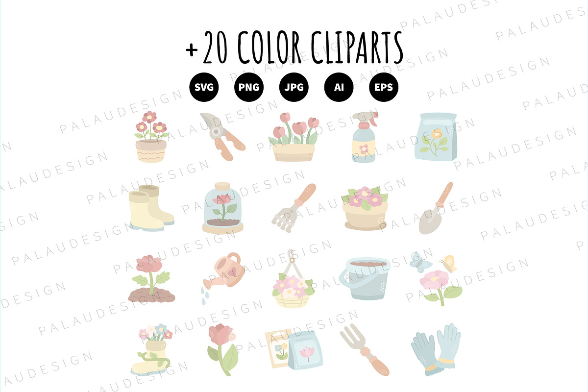 Pastel Garden Clipart, a Work Illustration by Palau (Photo 8 of 10)
