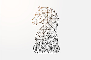 Polygonal wireframe chess knight in, an Illustration by GraphiShop