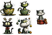 Christmas cat clipart, an Illustration by Designworld (Thumbnail 4 of 5)