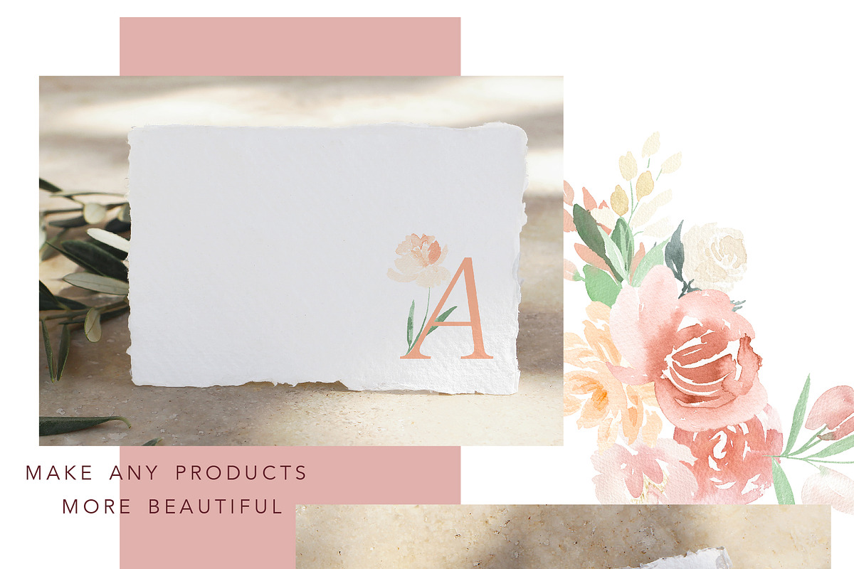 Soft Blush Floral Watercolor Set, an Illustration by One and Only Paper (Photo 7 of 7)
