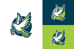 Flying Dove Pigeon With branch Logo, a Branding & Logo Template by funpixel