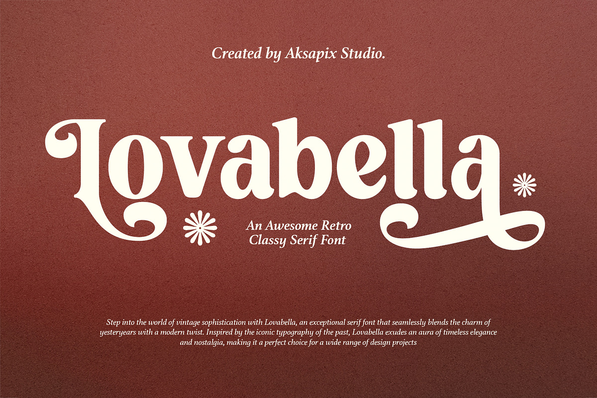 Lovabella - Retro Classy Serif Font, a Serif Font by Aksapix Studio (Photo 1 of 10)