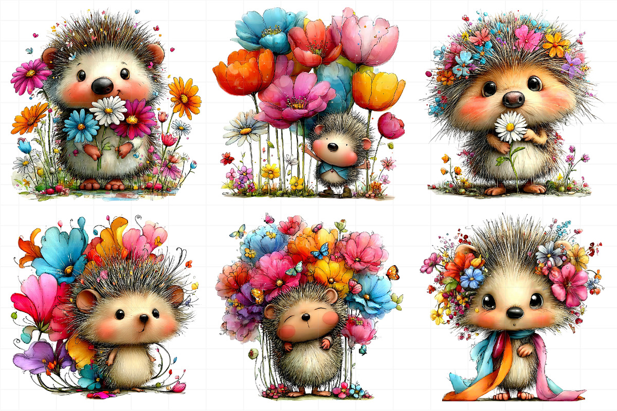 Spring Hedgehog Clipart, an Illustration by Daily.Designs (Photo 3 of 7)