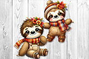 Cute Autumn Sloth Clipart Set, a Seasonal Illustration by V Design Creator (Thumbnail 8 of 9)
