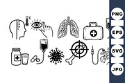 Medical Health Care Icon Set, an Illustration by designvectx (Thumbnail 1 of 3)