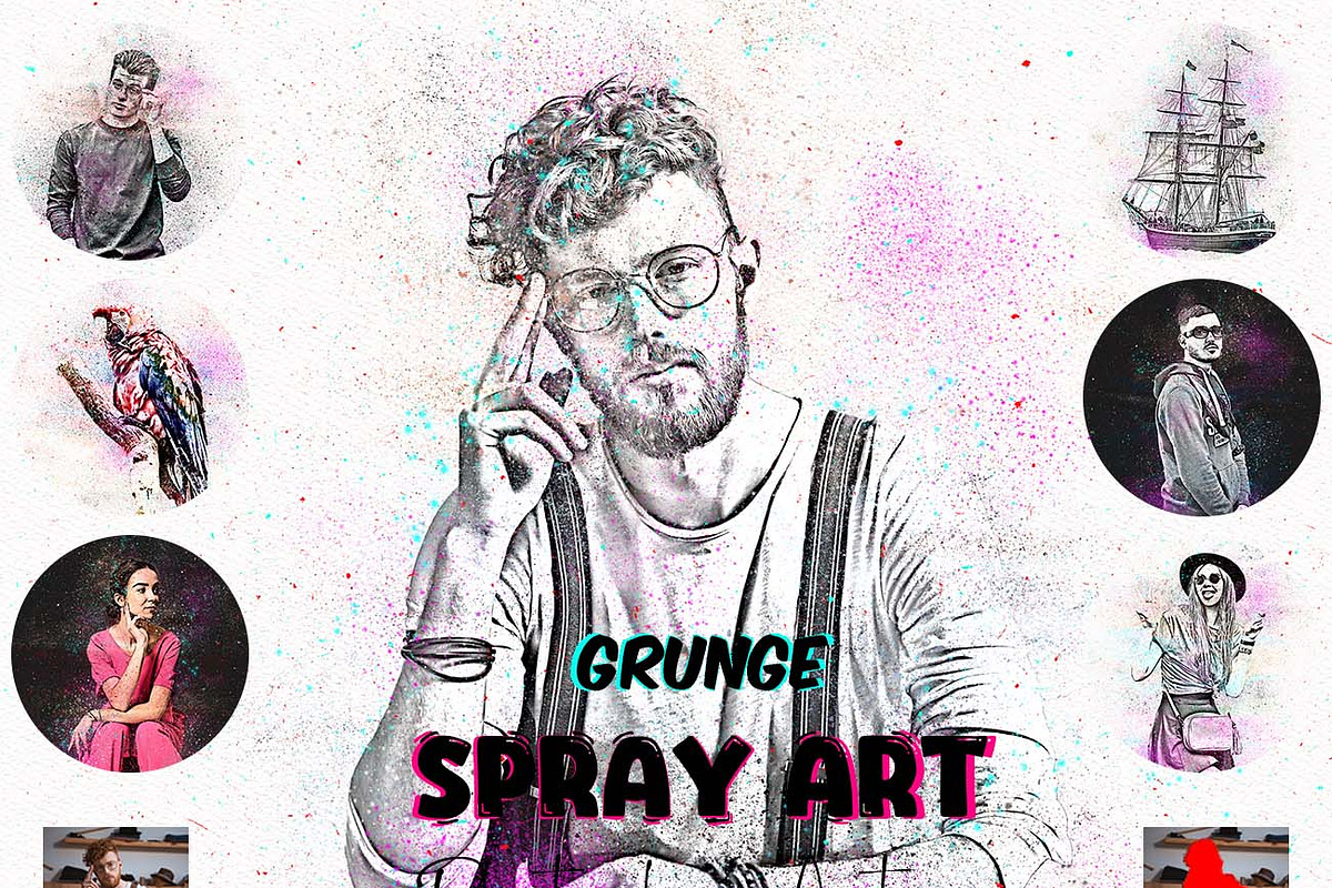 Grunge Spray Art Photoshop Action, an Action Add-On by Studio Retouch (Photo 1 of 18)