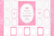 Pink Watercolor Hand-Drawn Frames, an Object Graphic by Solo Art Original (Thumbnail 1 of 14)
