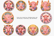 Pink Taurus Floral Collection , an Illustration by Jakayla Digital Co (Thumbnail 7 of 8)