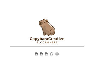 Capybara logo chartoon, a Branding & Logo Template by Balakosa.std