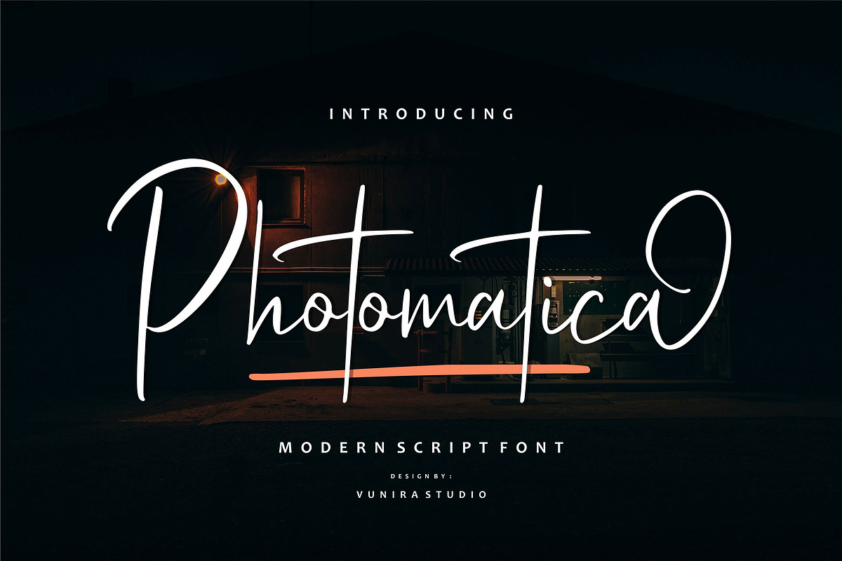 Photomatica - Modern Script, a Script Font by VUNIRA (Photo 1 of 6)