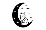 50 Cat Moon Silhouette Vector Bundle, an Illustration by jahid234 (Thumbnail 27 of 51)