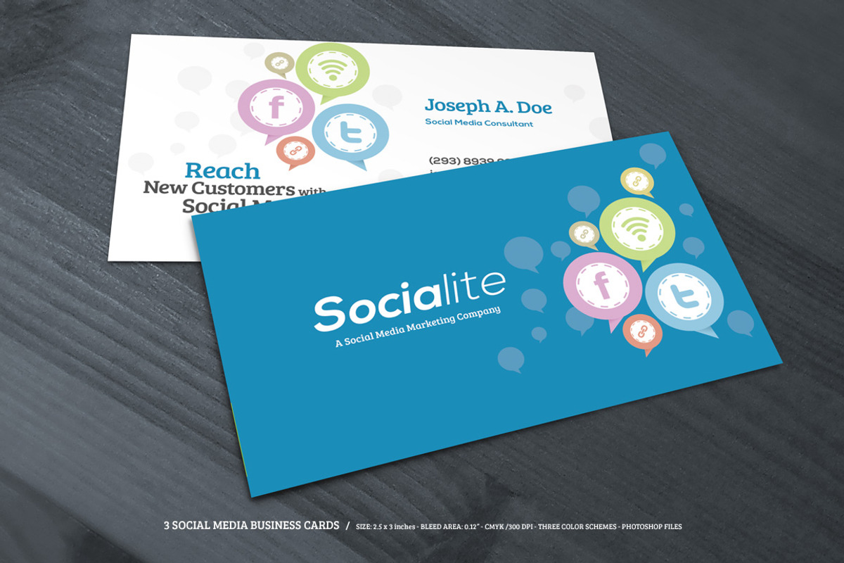 3 Social Media Business Cards, a Business Card Template by kinzi21 (Photo 1 of 3)