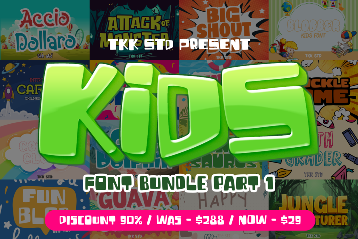 Kids Font Bundle V1 - SALE, a Sans Serif Font by tokokoo (Photo 1 of 25)
