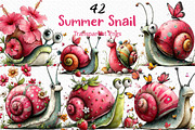 Whimsical Summer Snail Clipart, an Illustration by Craft Nest (Thumbnail 1 of 12)