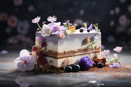 Beautiful cake decorated with eatable flowers for Valentine Day Birthday Weddin, a Food & Drink Photo by Natalia Klenova's Shop