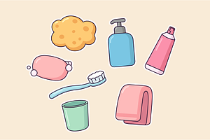 Set of bathroom accessories, an Illustration by Cmeree