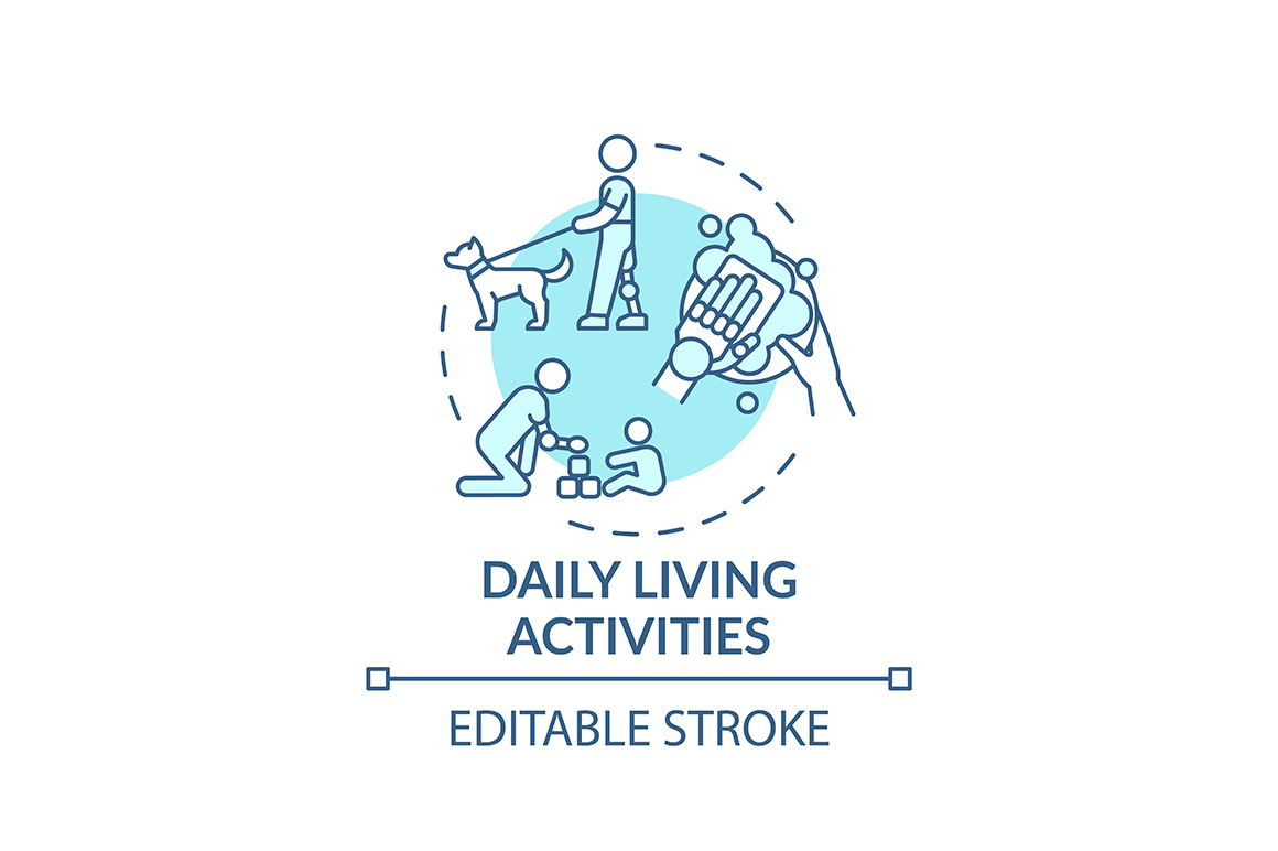 Daily living activities concept icon, an Outline Icon by IMG Visuals